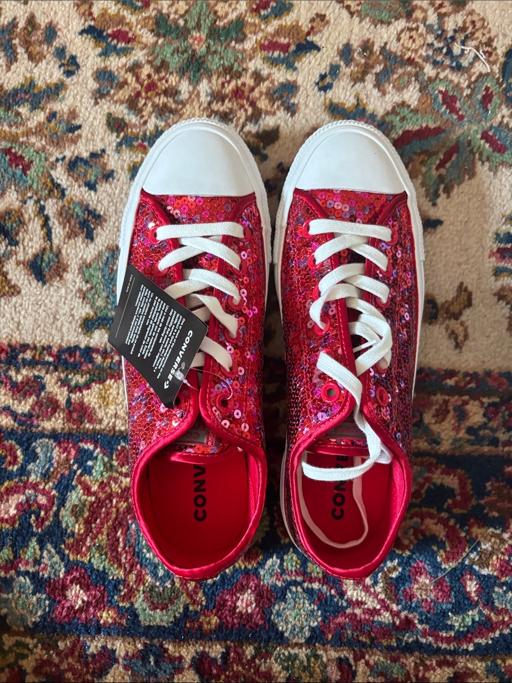 Converse Women’s Red Sequin Low Top Sneakers